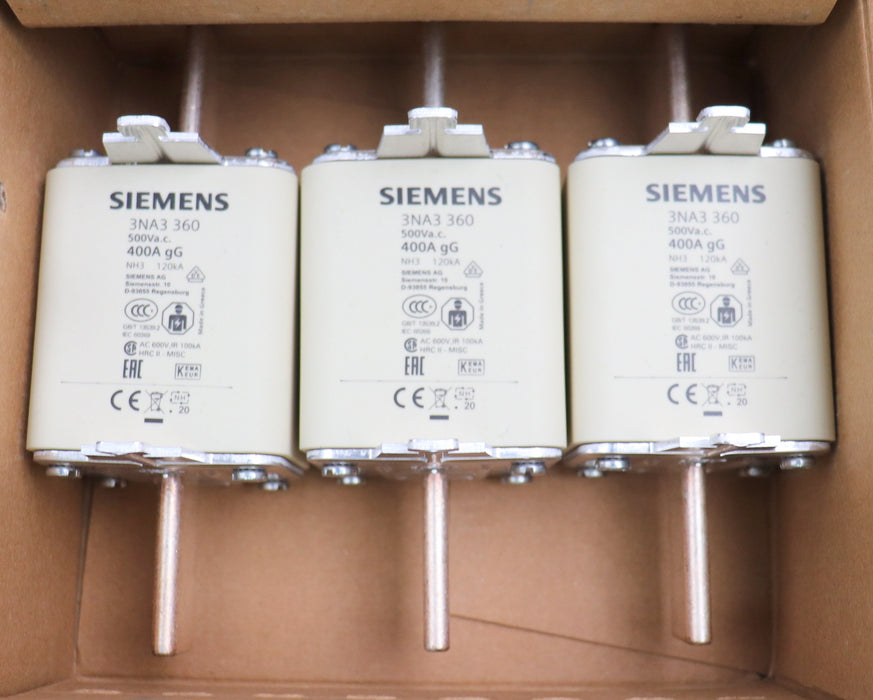 Bild des Artikels SIEMENS-3x-Sicherungseinsatz-fuse-link-3NA3360-Gr.-3-400A-500VAC-gG-unbenutzt