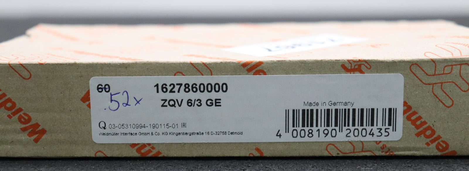 Bild des Artikels WEIDMÜLLER-52x-Querverbinder-ZQV-6/3-GE-Art.Nr.-1627860000-unbenutzt-in-OVP