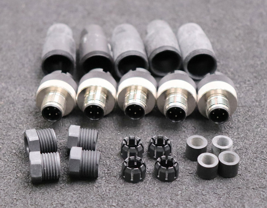 Bild des Artikels BINDER-5x-Rundsteckverbinder-4-polig-Stecker-M12-gerade-unbenutzt