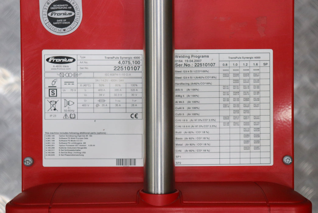 Bild des Artikels FRONIUS-Schweißgerät-Stromquelle-MIG/MAG-TransPuls-Synergic-4000-ohne-Kühlgerät