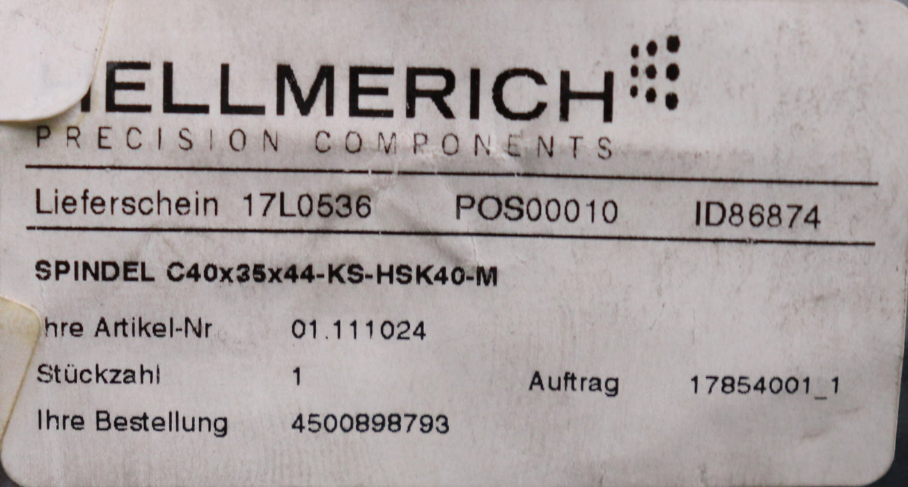 Bild des Artikels HELLER-/-MAPAL-überholte-Kurzbohrspindel-für-HELLER-BAZ-C40x35x44-KS-HSK40-MAPAL
