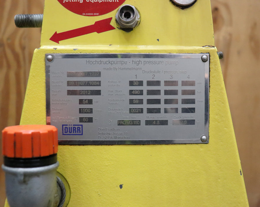 Bild des Artikels HAMMELMANN-Hochdruckpumpe-54kW-max.-Druck-490bar-Fördermenge-59l/min