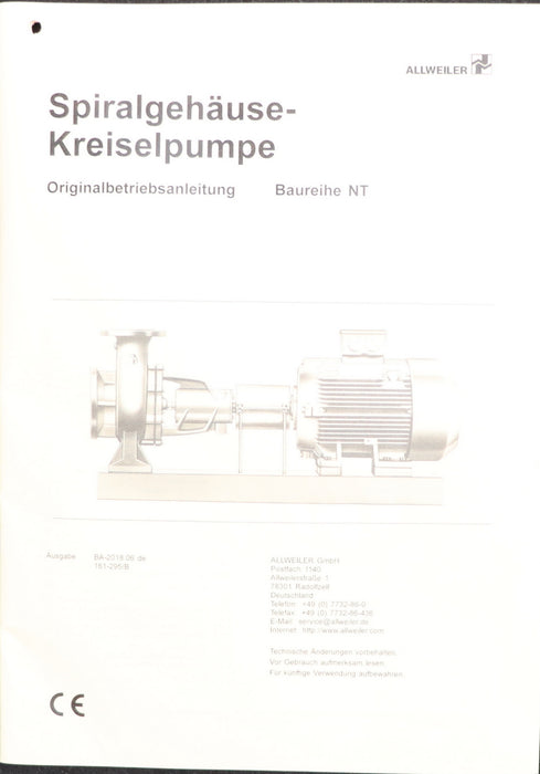 Bild des Artikels ALLWEILER-19,1kW-Spiralgehäuse-Kreiselpumpe-NT125-315-U3.40D-W10-Q=-180m³/h
