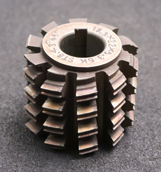 Bild des Artikels Keilwellen-Wälzfräser-6-Keile-18,3x22x5,3-mit-Höcker-Fertigfräser-Ø59x50xØ22mm