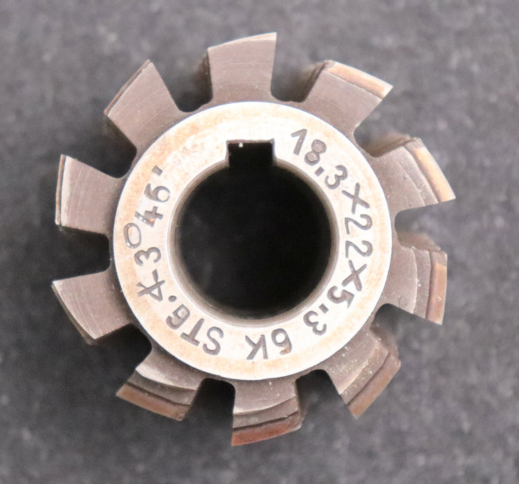 Bild des Artikels Keilwellen-Wälzfräser-6-Keile-18,3x22x5,3-mit-Höcker-Fertigfräser-Ø59x50xØ22mm