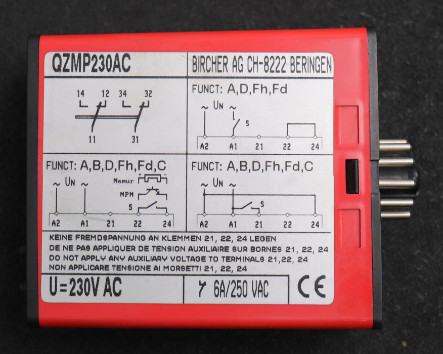 Bild des Artikels BIRCHER-Zeitrelais-Typ-QZMP230AC-230VAC-6A-250VAC-gebraucht