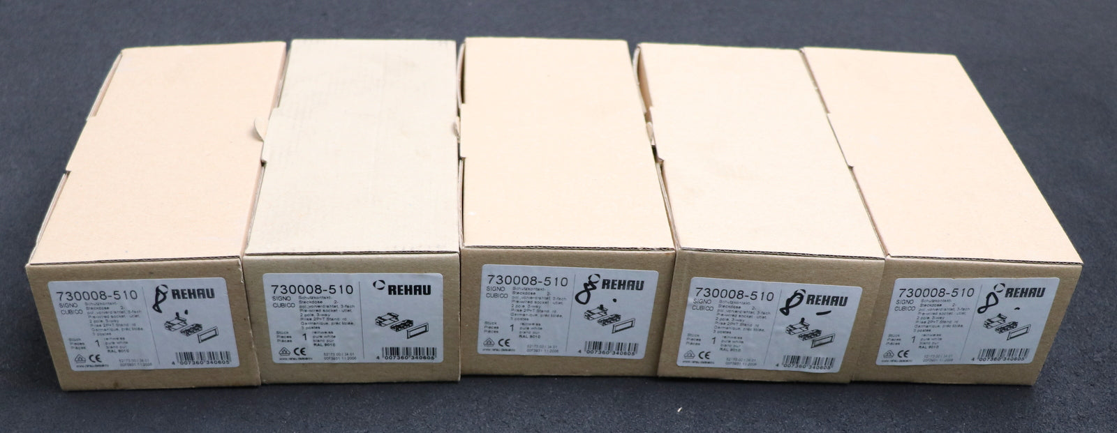 Bild des Artikels REHAU-5x-3-fach-Schutzkontakt-Steckdose-Art.Nr.-730008-510-2-pol.-vorverdrahtet