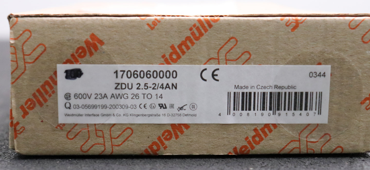 Bild des Artikels WEIDMÜLLER-92x-Durchgangs-Reihenklemme-ZDU-2,5-2/4AN-Art.Nr.-1706060000-2,5mm²