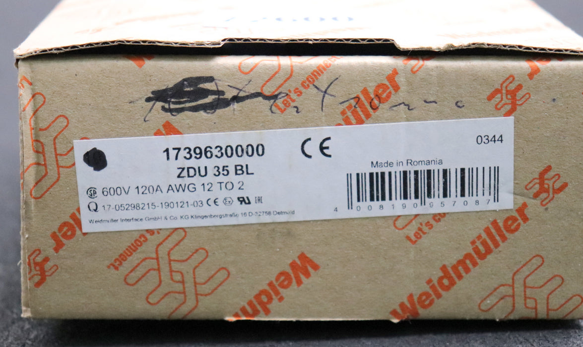 Bild des Artikels WEIDMÜLLER-6x-Durchgangs-Reihenklemme-ZDU-35-BL-Art.Nr.-1739630000-35mm²-125A