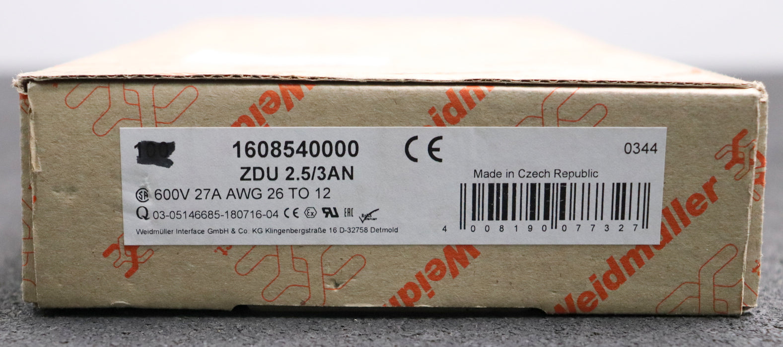 Bild des Artikels WEIDMÜLLER-56x-Durchgangs-Reihenklemme-ZDU-2,5/3AN-Art.Nr.-1608540000-2,5mm²