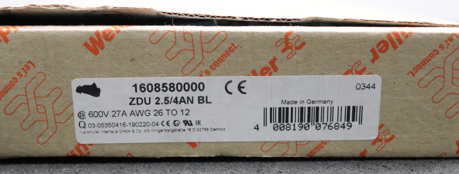 Bild des Artikels WEIDMÜLLER-106x-Durchgangs-Reihenklemme-ZDU-2,5/4AN-BL-Art.Nr.-1608580000-2,5mm²