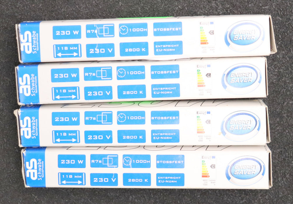 Bild des Artikels AS-SCHWABE-4x-Halogen-Leuchtmittel-Art.Nr.-46011-230W-Sockel-R7s-unbenutzt