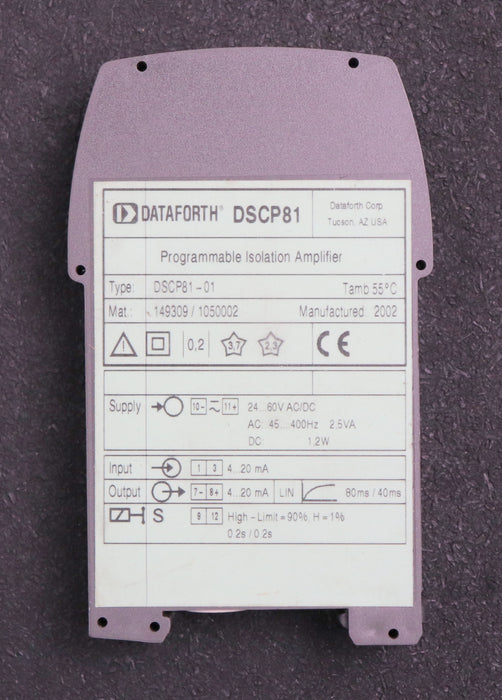 Bild des Artikels DATAFORTH-Spannungstransmitter-Typ-DSCP81-01-Mat.:-149309/-1050002-Input-4…20mA