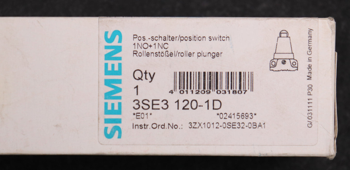 Bild des Artikels SIEMENS-Positionsschalter-3SE3120-1D-500VAC-10A-220VAC-6A-unbenutzt-in-OVP
