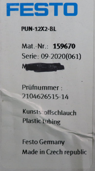 Bild des Artikels FESTO-25m-Kunstoffschlauch-PUN-12x2-BL-AußenØ-10mm-Länge-20m-unbenutzt
