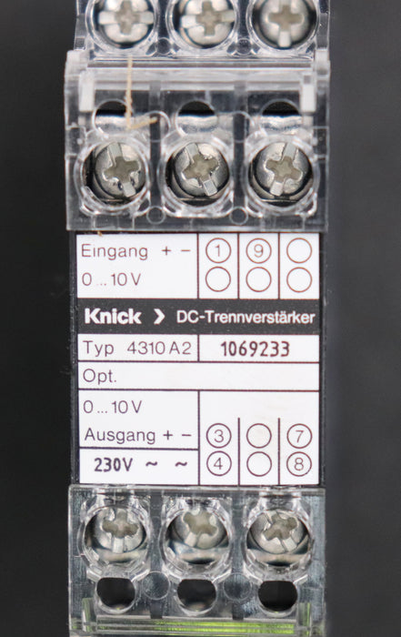 Bild des Artikels KNICK-DC-Trennverstärker-Typ-4310A2-Ausgang-10V-Eingang-10V-230VAC-gebraucht