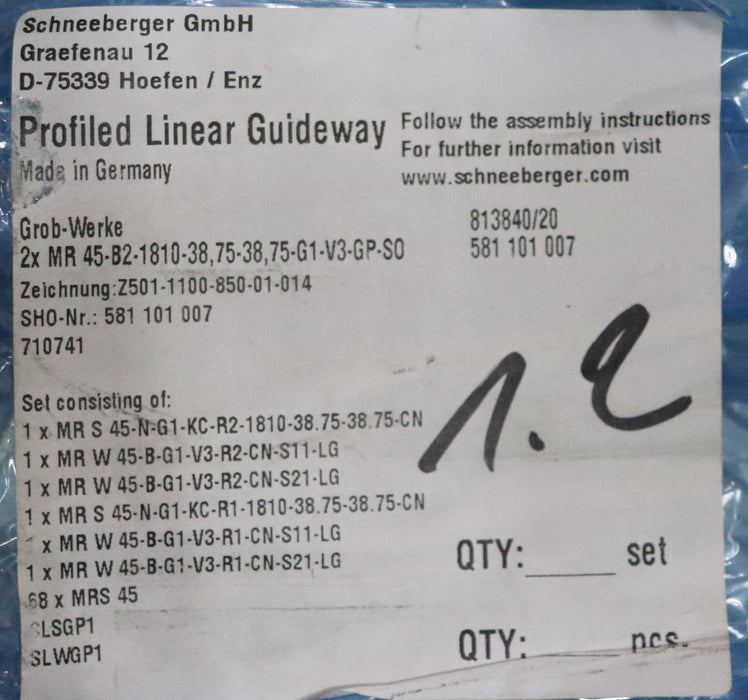 Bild des Artikels SCHNEEBERGER-Profilschienenführung-MR45-B2-1810-38,-75-38,-75-G1-V3-S0