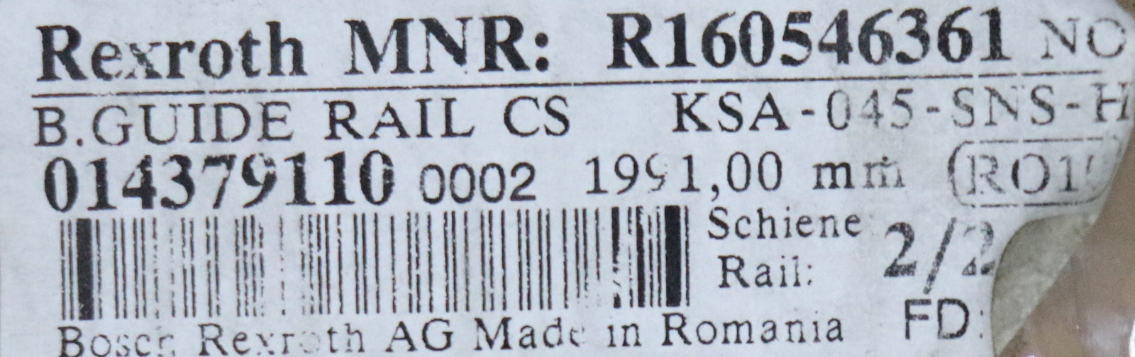 Bild des Artikels REXROTH-Führungsschiene-KSA-045-SNS-H-MNR:-R160546361-Länge-1991mm-unbenutzt