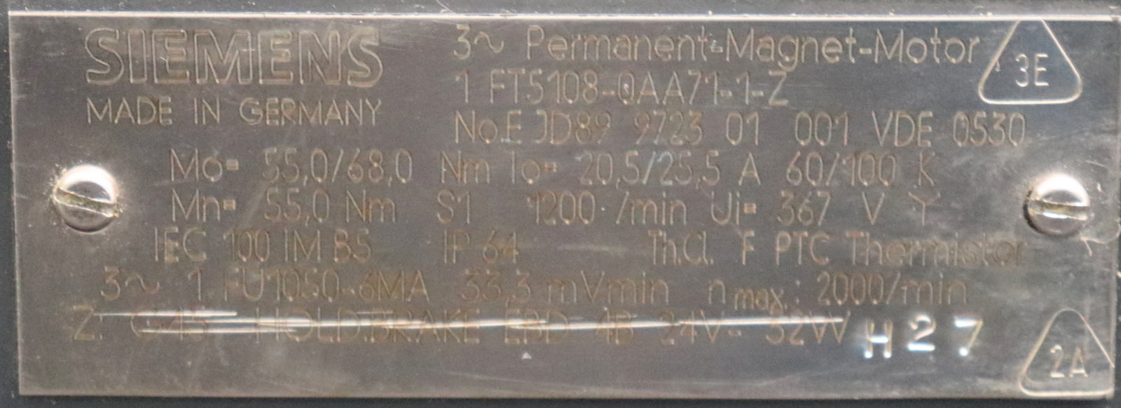 Bild des Artikels SIEMENS-Servomotor-1FT5108-0AA71-1-Z-68Nm-UiN=367V-max.-2000U/min