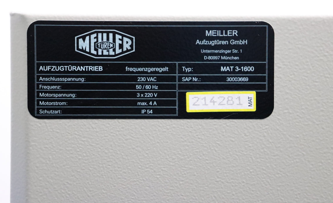 Bild des Artikels MEILLER-Tür-Steuergerät-MAT-3-1600-für-frequenzgeregelten-Zahnriemenantrieb