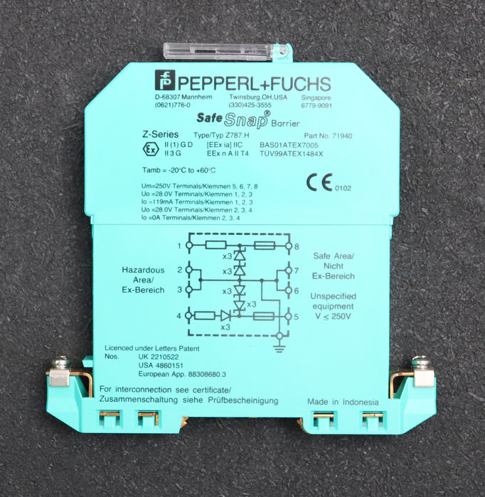 Bild des Artikels PEPPERL+FUCHS-Zenerbarriere-Typ-Z787.H-Part-No.-71940-2-kanalig-DC-Version