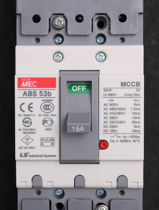 Bild des Artikels META-MEC-Lasttrennschalter-MCCB-ABS-53b-15A-Ui-690V-Uimp-6kV-gebraucht