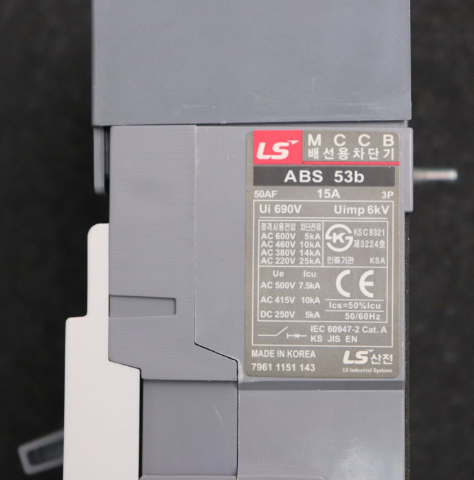 Bild des Artikels META-MEC-Lasttrennschalter-MCCB-ABS-53b-15A-Ui-690V-Uimp-6kV-gebraucht