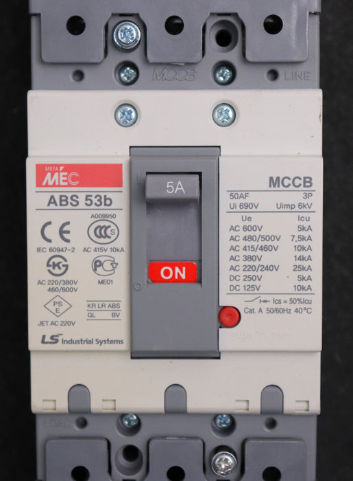 Bild des Artikels META-MEC-Lasttrennschalter-MCCB-ABS-53b-5A-Ui-690V-Uimp-6kV-gebraucht