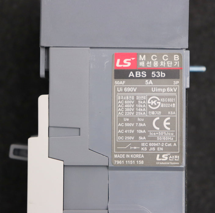 Bild des Artikels META-MEC-Lasttrennschalter-MCCB-ABS-53b-5A-Ui-690V-Uimp-6kV-gebraucht
