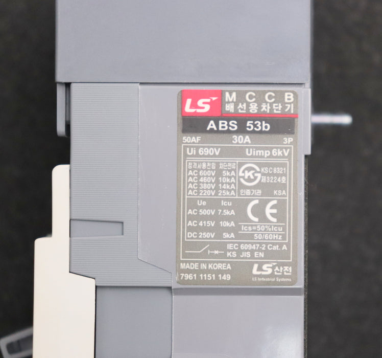 Bild des Artikels META-MEC-Lasttrennschalter-MCCB-ABS-53b-30A-Ui-690V-Uimp-6kV-gebraucht