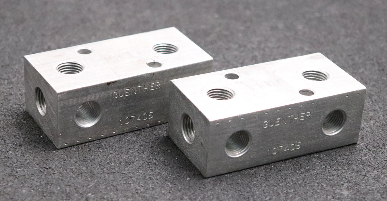 Bild des Artikels GUENTHER-2x-Verteilerblock-107405-8x-G1/4''-Material-Aluminium-Maße-80x40x30mm