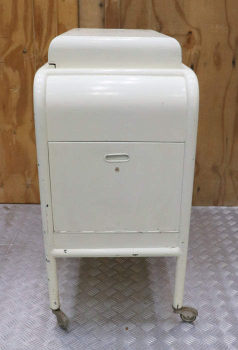 Bild des Artikels FEUERLAND-WERKE-Historisches-Tonband-Abspielgerät-in-rollbarem-Stahl-Holzschrank