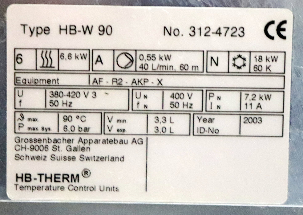Bild des Artikels HB-THERM-Industrie-Kühlgerät-7,2kW-Typ-HB-W-90-380-420VAC-50Hz-Vmin-=-3,3l