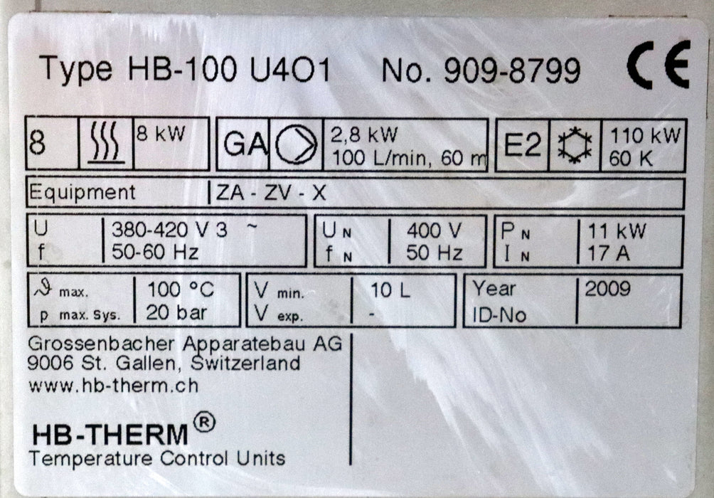 Bild des Artikels HB-THERM-Industrie-Kühlgerät-Series-4--11kW-Typ-HB-100-U401-380-420VAC-50/60Hz