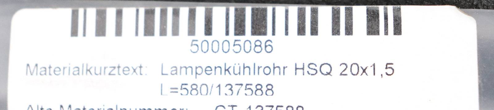 Bild des Artikels HERAEUS-Lampenkühlrohr-HSQ-20x1,5-Länge-L=-580mm-Art.Nr.-137588-unbenutzt