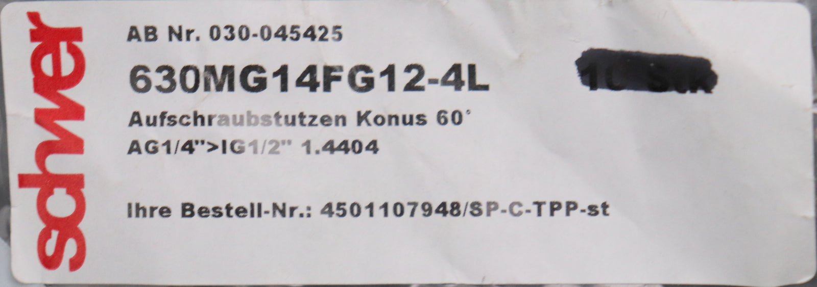 Bild des Artikels SCHWER-3x-Aufschraubstutzen-Konus-60°-AG1/4"-IG-1/2"-Edelstahl-1.4404