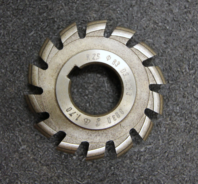 Halbrund-Formfräser konvex Radiusfräser Radius 2,5mm - 63x10x22mm 14 Spannuten