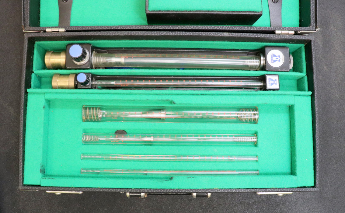 TURBO Labor-Durchflussmesser im Messkoffer mit Messzylindern + Schwebekörper